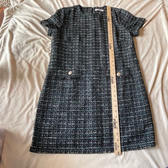 Anne Taylor Loft NWT green black tweed holiday shift dress - Picture 5 of 8